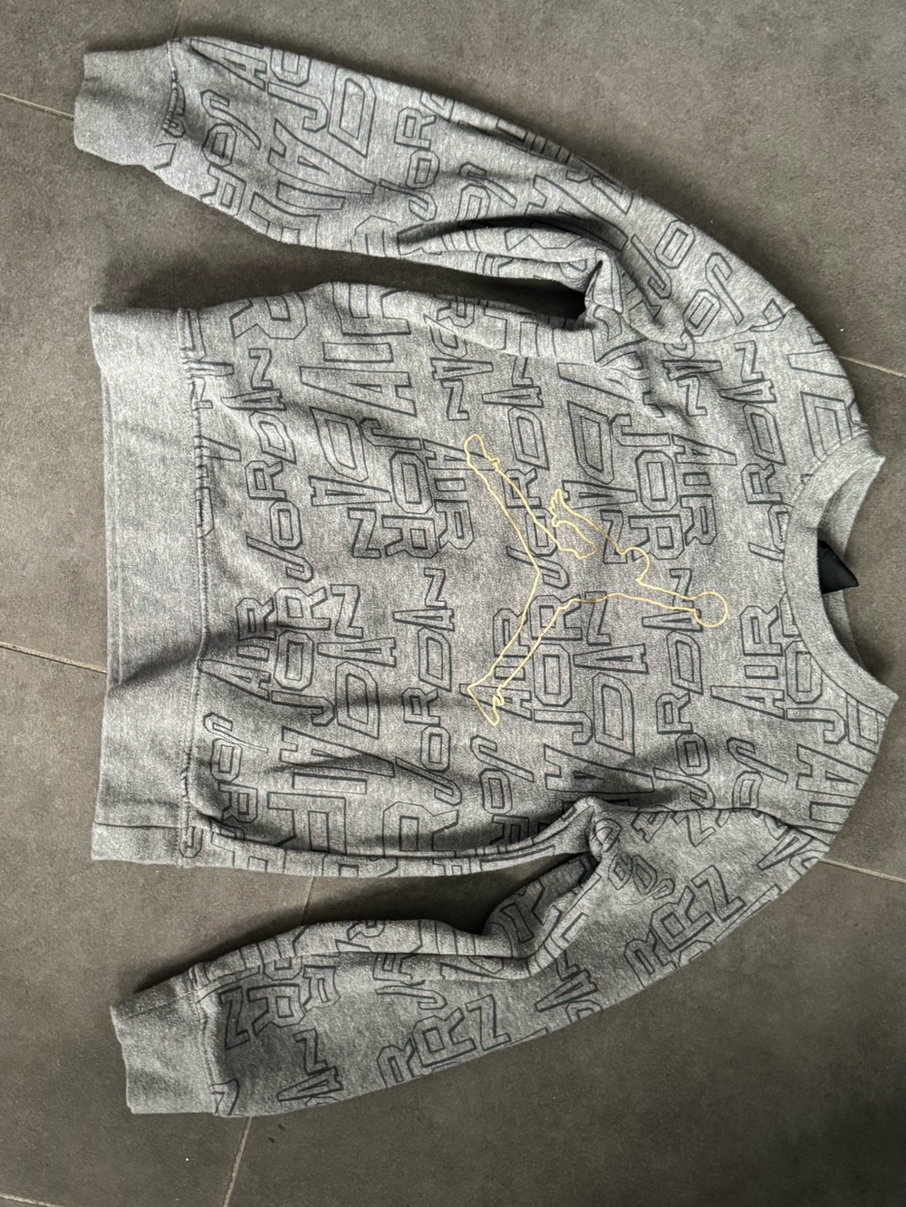 Jordan Grey Crewneck Sweatshirt with Gold Jumpman Outline